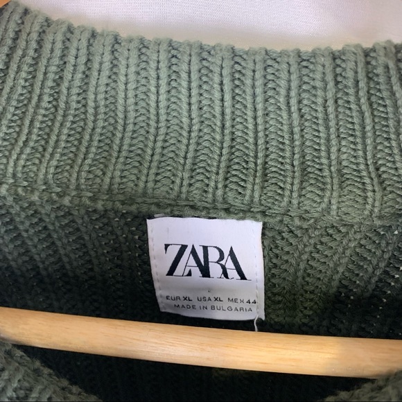 Mens Green Zara Ribbed Knit Sweater - Picture 7 of 7